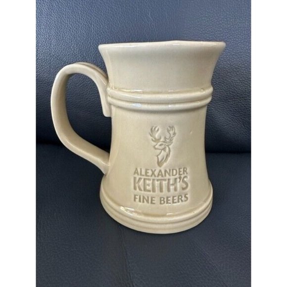 Vintage Alexander Keith's Fine Beer Stein Ceramic Advertising Pottery Mug Beige - Picture 1 of 4